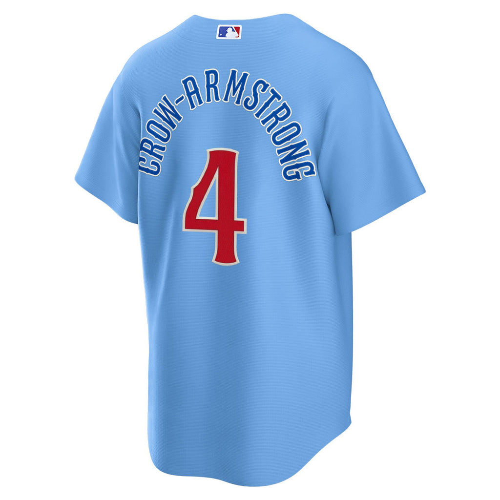 NIKE Men s Chicago Cubs Pete Crow-Armstrong 4 Light Blue 2nd Alternate Replica Jersey Official Team Jersey Sports Fan Apparel Official NFL Team