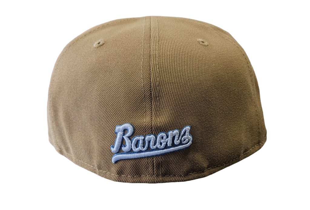 Birmingham Barons Biff New Era Southern League Khaki Black Olive 59FIFTY Fitted Hat Official Team Hat Sports Fan Cap Official NFL Team Hat Football