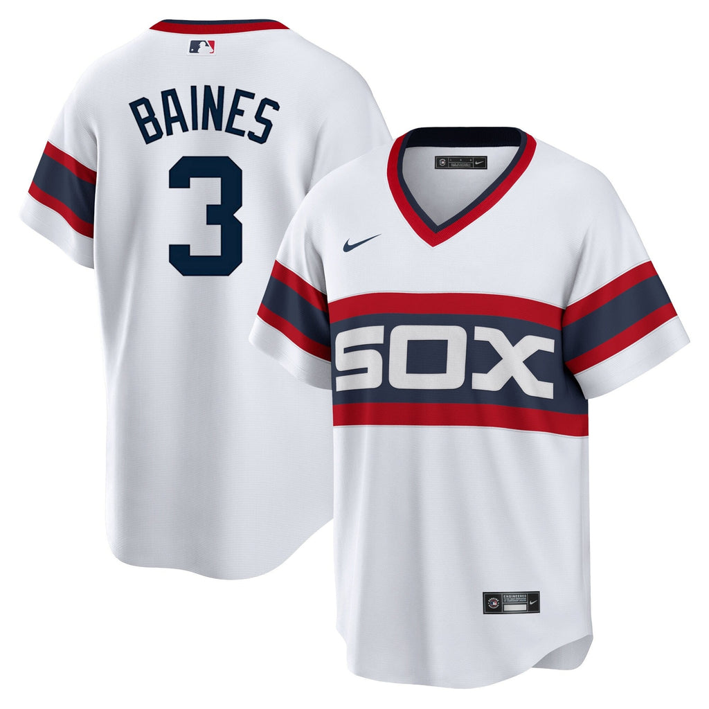 NIKE Men s Harold Baines Chicago White Sox Sunday 1983 Alternate White Premium Twill Replica Jersey Official Team Jersey Sports Fan Apparel Official