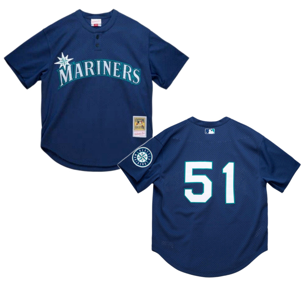 Men s Seattle Mariners Ichiro Suzuki 2002 Mitchell And Ness Navy Cooperstown Collection Mesh Batting Practice Jersey Official Team Jersey Sports Fan