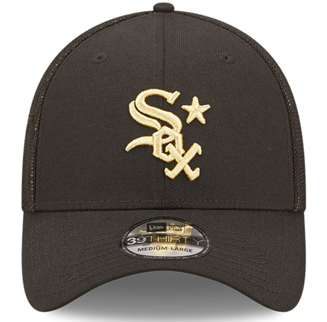 Chicago White Sox New Era 2022 All Star Game Black Gold 39THIRTY Flex Fit Hat Official Team Hat Sports Fan Cap Official NFL Team Hat Football Fan Cap
