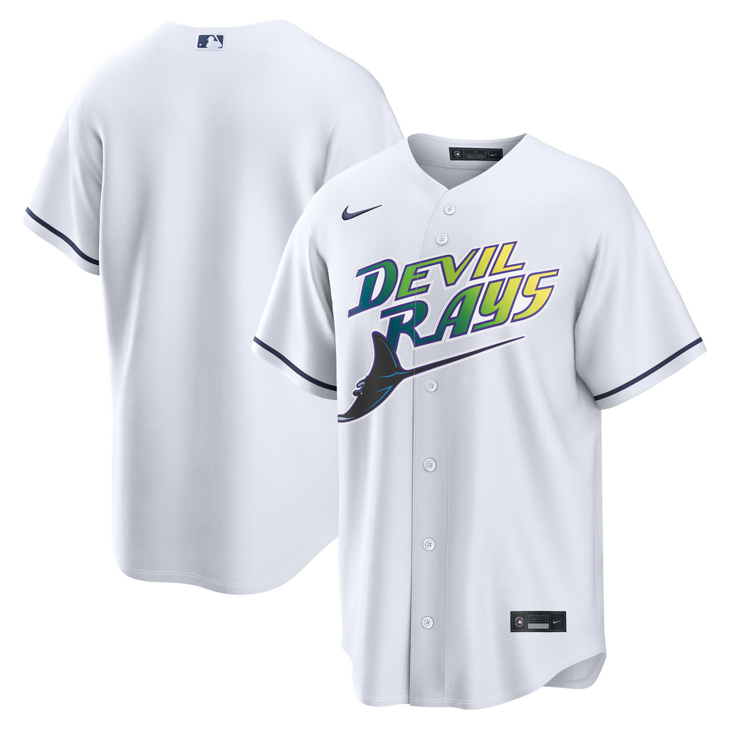 Men s Tampa Bay Devil Rays Nike White Home Replica Team Jersey Official Team Jersey Sports Fan Apparel Official NFL Team Jersey Football Fan Apparel