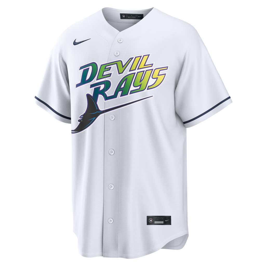 Men s Tampa Bay Devil Rays Nike White Home Replica Team Jersey Official Team Jersey Sports Fan Apparel Official NFL Team Jersey Football Fan Apparel