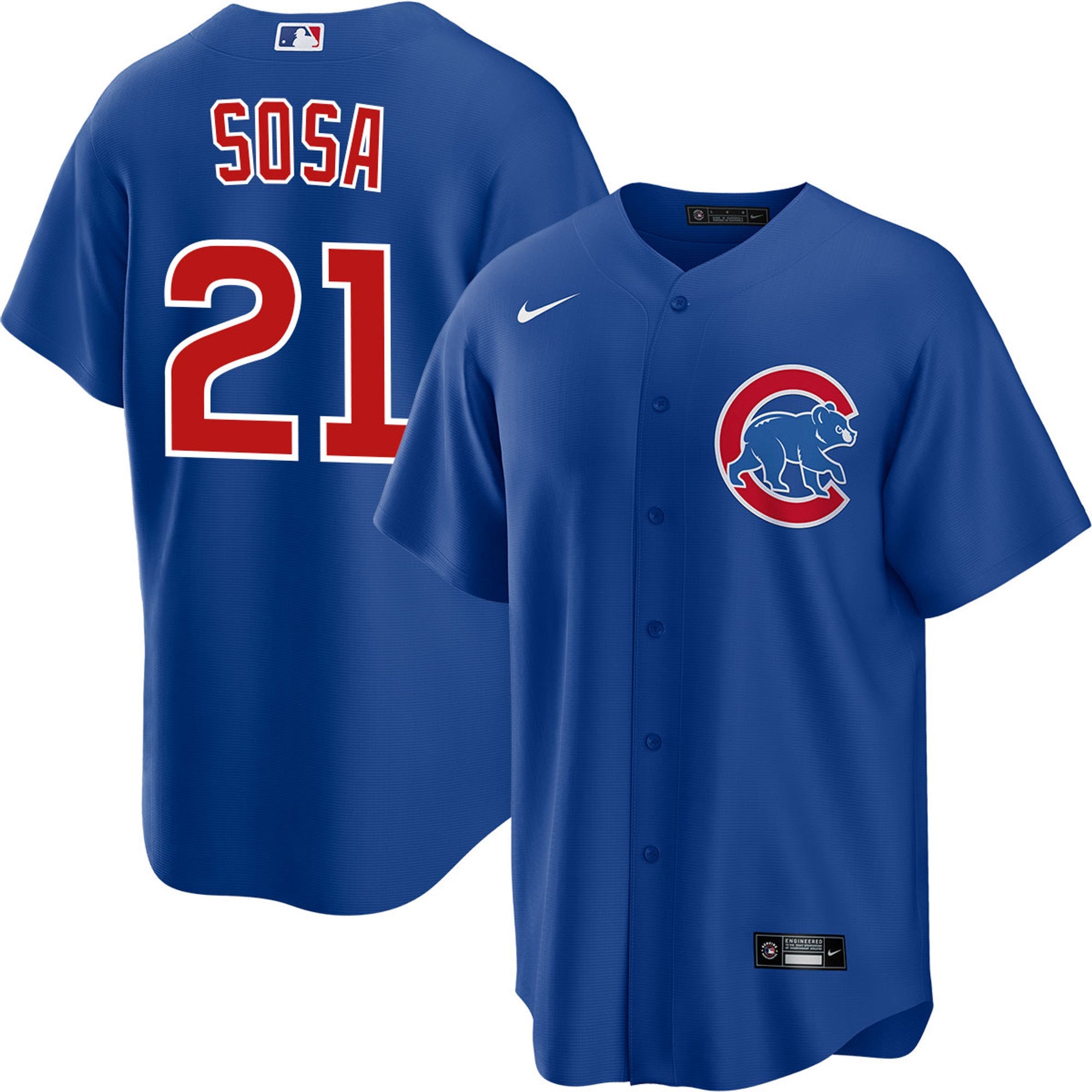 NIKE Men s Sammy Sosa Chicago Cubs Alternate Blue Premium Twill Replica Jersey Official Team Jersey Sports Fan Apparel Official NFL Team Jersey