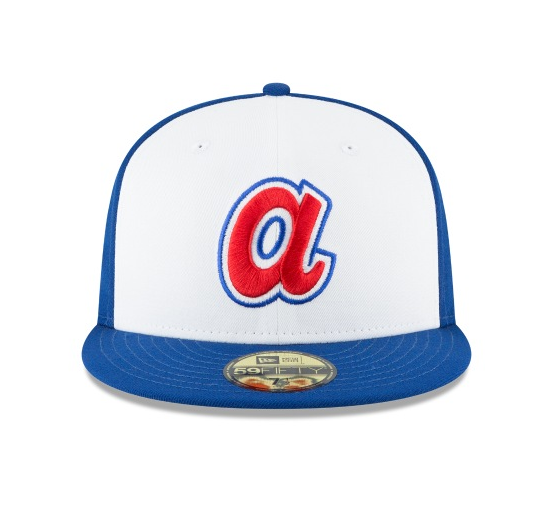Men s Atlanta Braves Cooperstown Collection White Royal 59Fifty Fitted Hat Official Team Hat Sports Fan Cap Official NFL Team Hat Football Fan Cap