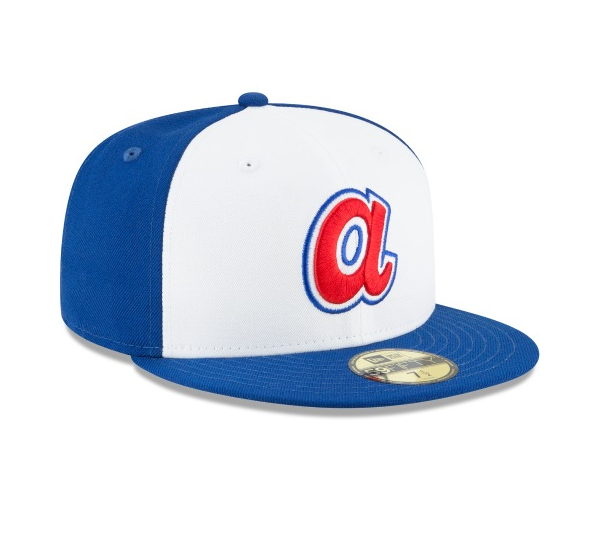 Men s Atlanta Braves Cooperstown Collection White Royal 59Fifty Fitted Hat Official Team Hat Sports Fan Cap Official NFL Team Hat Football Fan Cap