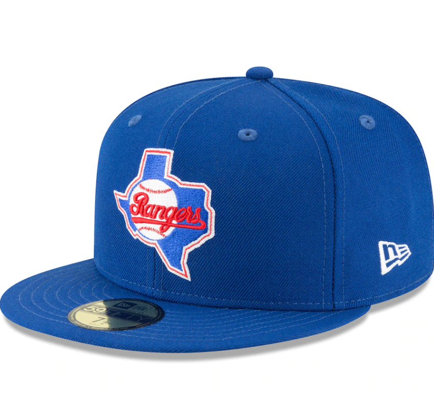 Men s Texas Rangers New Era Blue Cooperstown Collection Wool 59FIFTY Fitted Hat Official Team Hat Sports Fan Cap Official NFL Team Hat Football Fan
