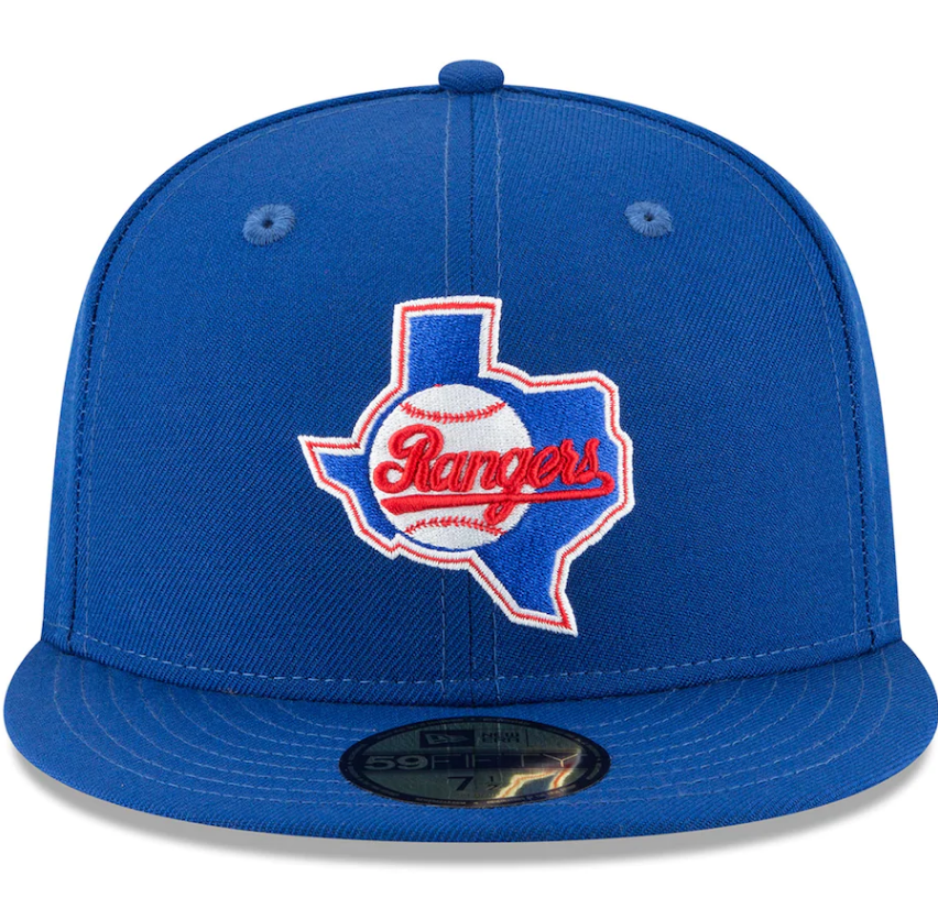 Men s Texas Rangers New Era Blue Cooperstown Collection Wool 59FIFTY Fitted Hat Official Team Hat Sports Fan Cap Official NFL Team Hat Football Fan