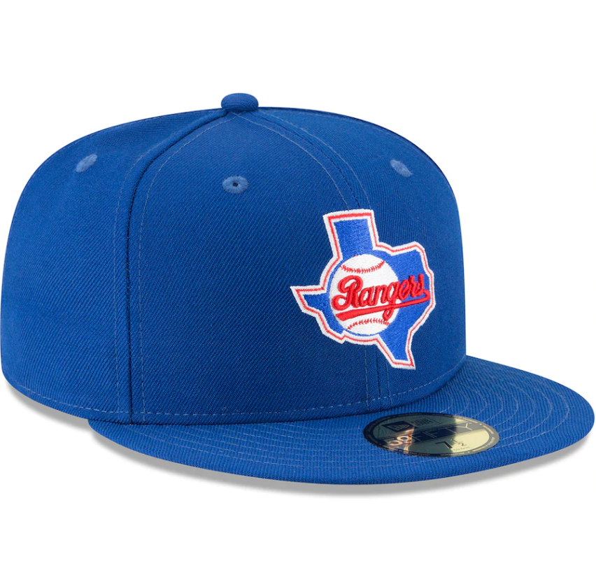 Men s Texas Rangers New Era Blue Cooperstown Collection Wool 59FIFTY Fitted Hat Official Team Hat Sports Fan Cap Official NFL Team Hat Football Fan