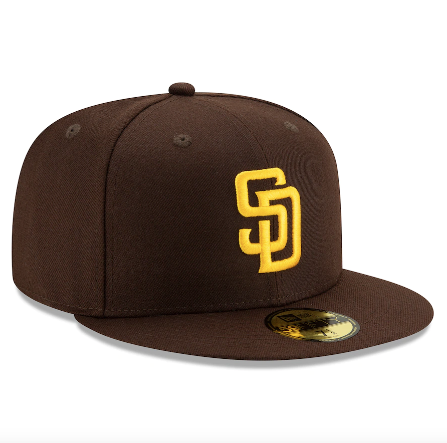 Men s San Diego Padres New Era Brown Authentic Collection On-Field 59FIFTY Fitted Hat Official Team Hat Sports Fan Cap Official NFL Team Hat Football