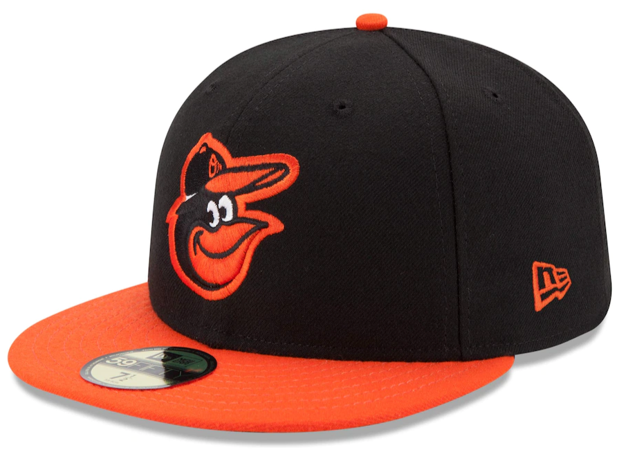 Men s Baltimore Orioles New Era Black Orange Road Authentic Collection On-Field 59FIFTY Fitted Hat Official Team Hat Sports Fan Cap Official NFL Team