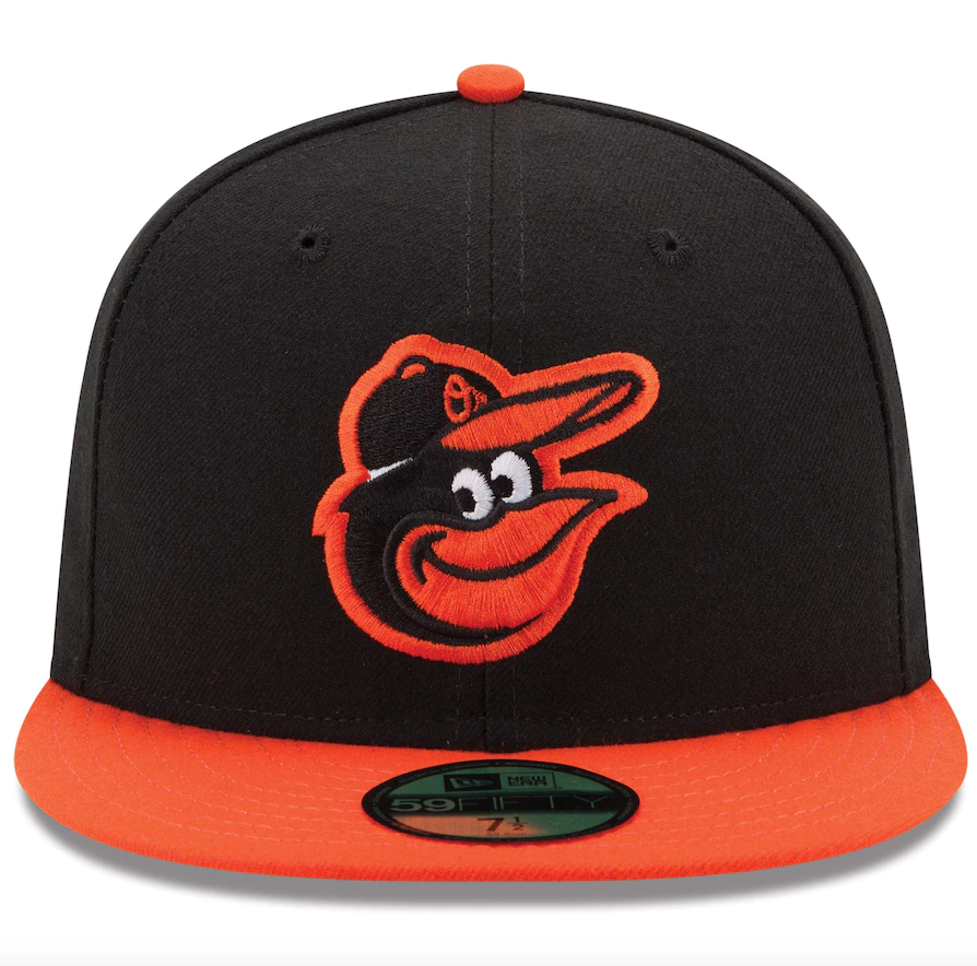 Men s Baltimore Orioles New Era Black Orange Road Authentic Collection On-Field 59FIFTY Fitted Hat Official Team Hat Sports Fan Cap Official NFL Team