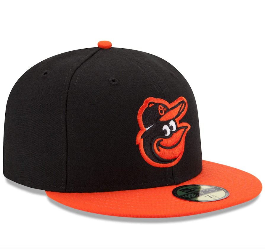 Men s Baltimore Orioles New Era Black Orange Road Authentic Collection On-Field 59FIFTY Fitted Hat Official Team Hat Sports Fan Cap Official NFL Team
