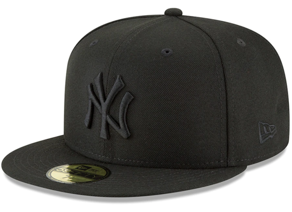 New York Yankees Tonal Black On Black 59Fifty Fitted Hat Official Team Hat Sports Fan Cap Official NFL Team Hat Football Fan Cap