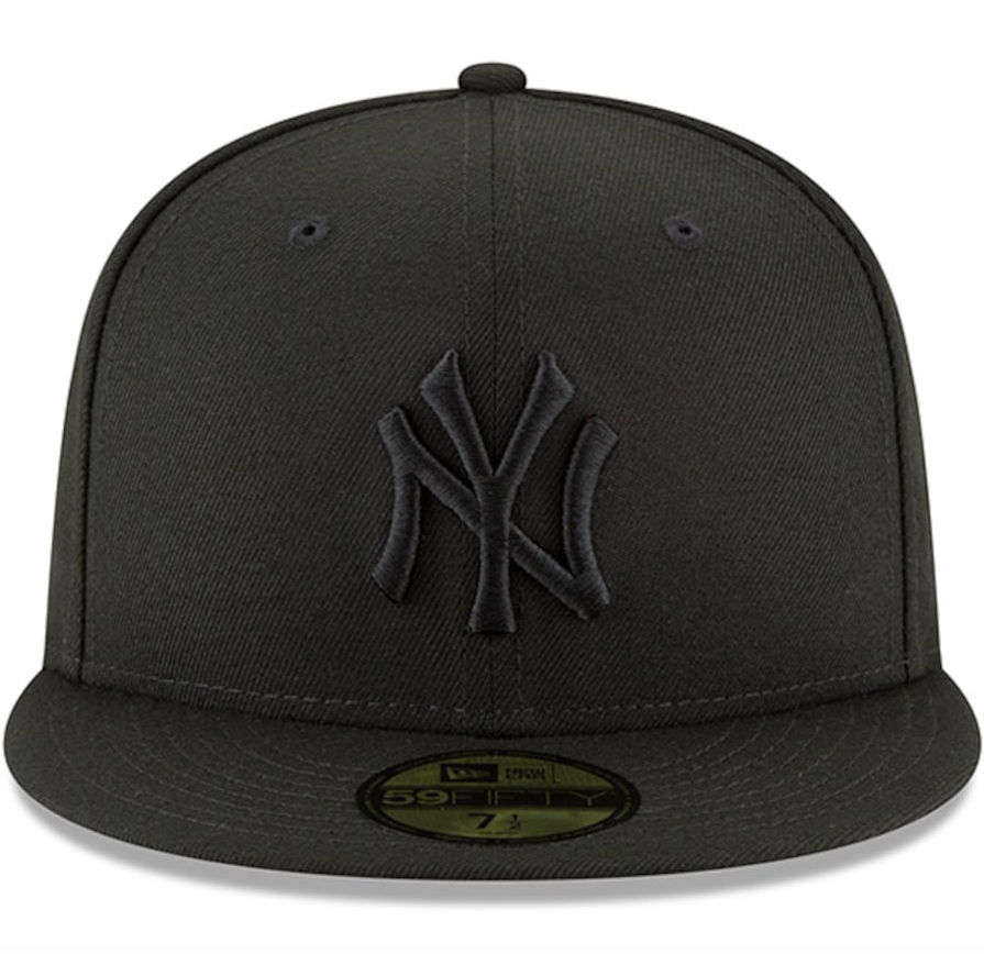 New York Yankees Tonal Black On Black 59Fifty Fitted Hat Official Team Hat Sports Fan Cap Official NFL Team Hat Football Fan Cap