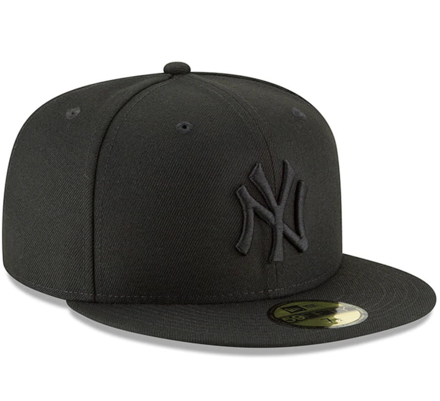 New York Yankees Tonal Black On Black 59Fifty Fitted Hat Official Team Hat Sports Fan Cap Official NFL Team Hat Football Fan Cap