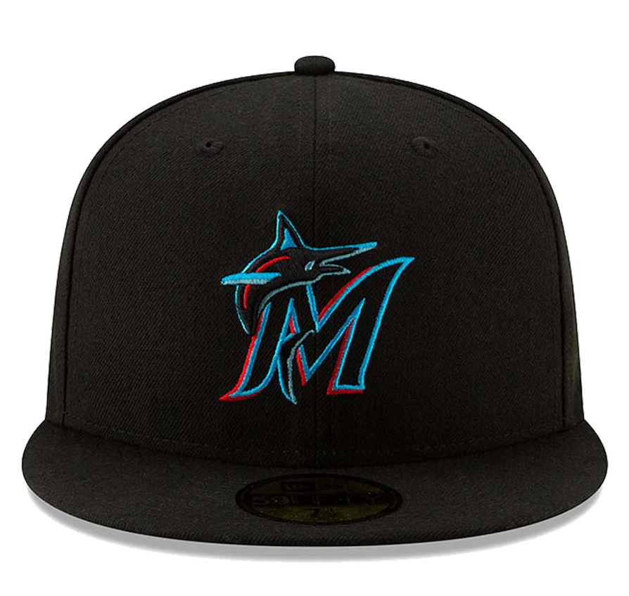 Men s Miami Marlins New Era Black Authentic Collection On-Field 59FIFTY Fitted Hat Official Team Hat Sports Fan Cap Official NFL Team Hat Football