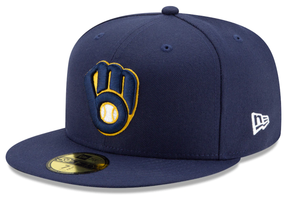 Men s Milwaukee Brewers New Era Navy Home Authentic Collection On-Field 59FIFTY Fitted Hat Official Team Hat Sports Fan Cap Official NFL Team Hat
