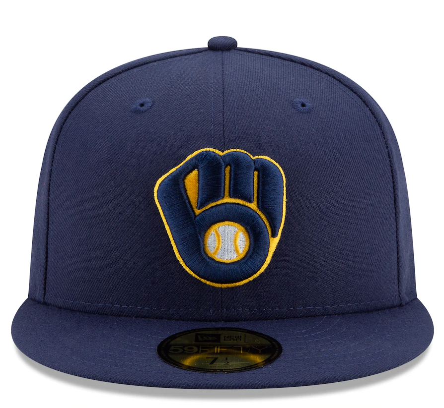 Men s Milwaukee Brewers New Era Navy Home Authentic Collection On-Field 59FIFTY Fitted Hat Official Team Hat Sports Fan Cap Official NFL Team Hat