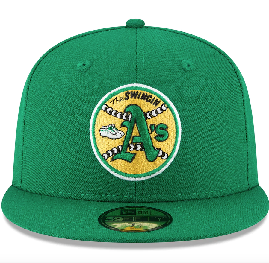 Men s Oakland Athletics New Era Green Cooperstown Collection Wool 59FIFTY Fitted Hat Official Team Hat Sports Fan Cap Official NFL Team Hat Football