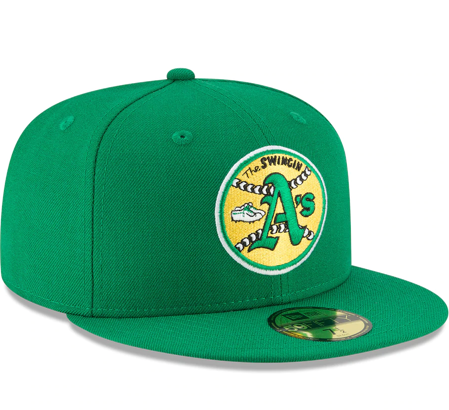 Men s Oakland Athletics New Era Green Cooperstown Collection Wool 59FIFTY Fitted Hat Official Team Hat Sports Fan Cap Official NFL Team Hat Football
