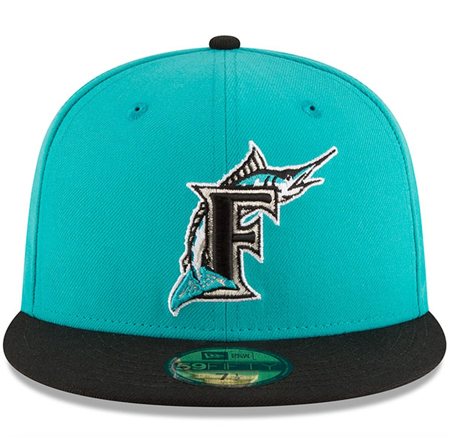 Men s Florida Marlins New Era Aqua 1997 World Series Wool 59FIFTY Fitted Hat Official Team Hat Sports Fan Cap Official NFL Team Hat Football Fan Cap