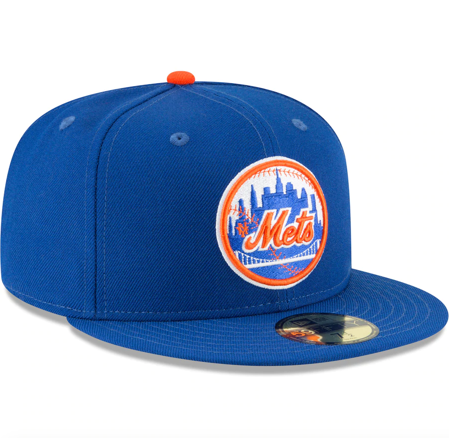 Men s New York Mets New Era Blue 1962 Cooperstown Collection Wool 59FIFTY Fitted Hat Official Team Hat Sports Fan Cap Official NFL Team Hat Football