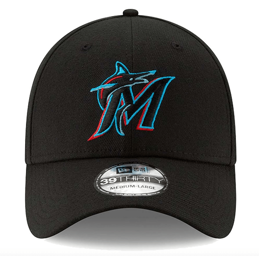 Men s Miami Marlins New Era Black Team Classic 39THIRTY Flex Hat Official Team Hat Sports Fan Cap Official NFL Team Hat Football Fan Cap