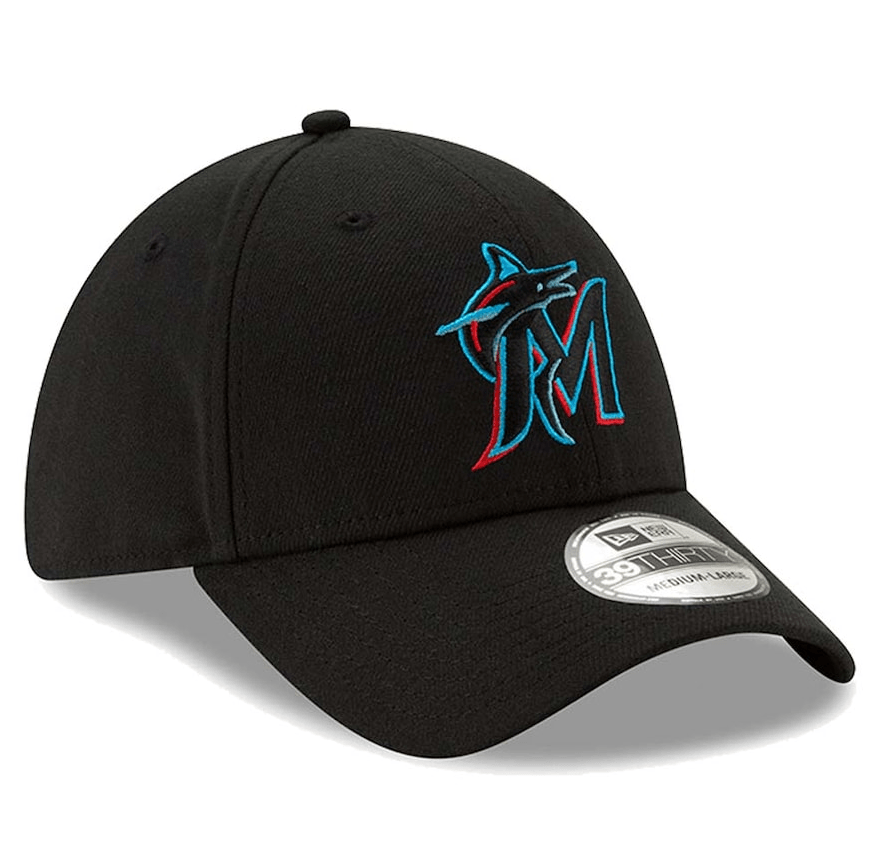 Men s Miami Marlins New Era Black Team Classic 39THIRTY Flex Hat Official Team Hat Sports Fan Cap Official NFL Team Hat Football Fan Cap
