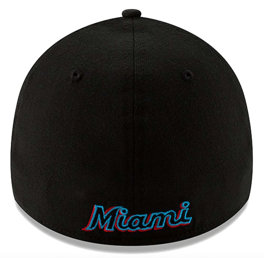 Men s Miami Marlins New Era Black Team Classic 39THIRTY Flex Hat Official Team Hat Sports Fan Cap Official NFL Team Hat Football Fan Cap