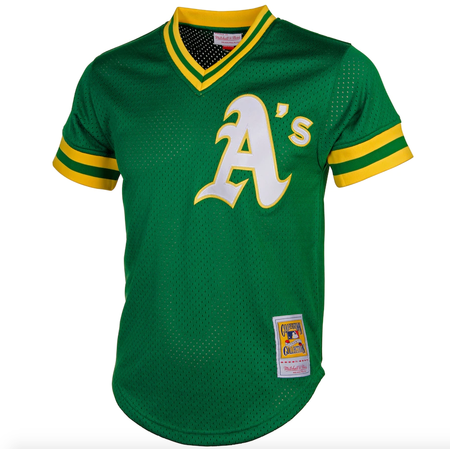 Men s Oakland Athletics Reggie Jackson Mitchell And Ness Green Cooperstown 1987 Mesh Batting Practice Jersey Official Team Jersey Sports Fan Apparel
