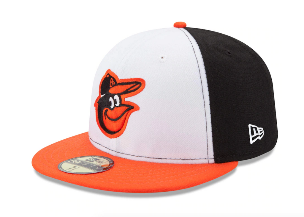 Men s Baltimore Orioles New Era White Orange Home Authentic Collection On-Field 59FIFTY Fitted Hat Official Team Hat Sports Fan Cap Official NFL Team