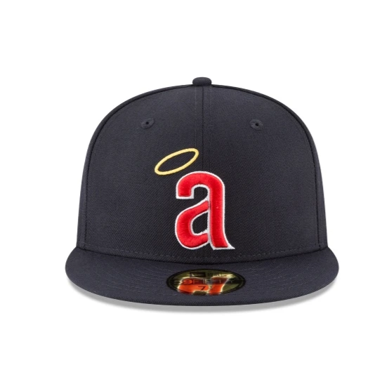 Men s California Angels New Era Navy 1971 Cooperstown Collection Wool 59FIFTY Fitted Hat Official Team Hat Sports Fan Cap Official NFL Team Hat