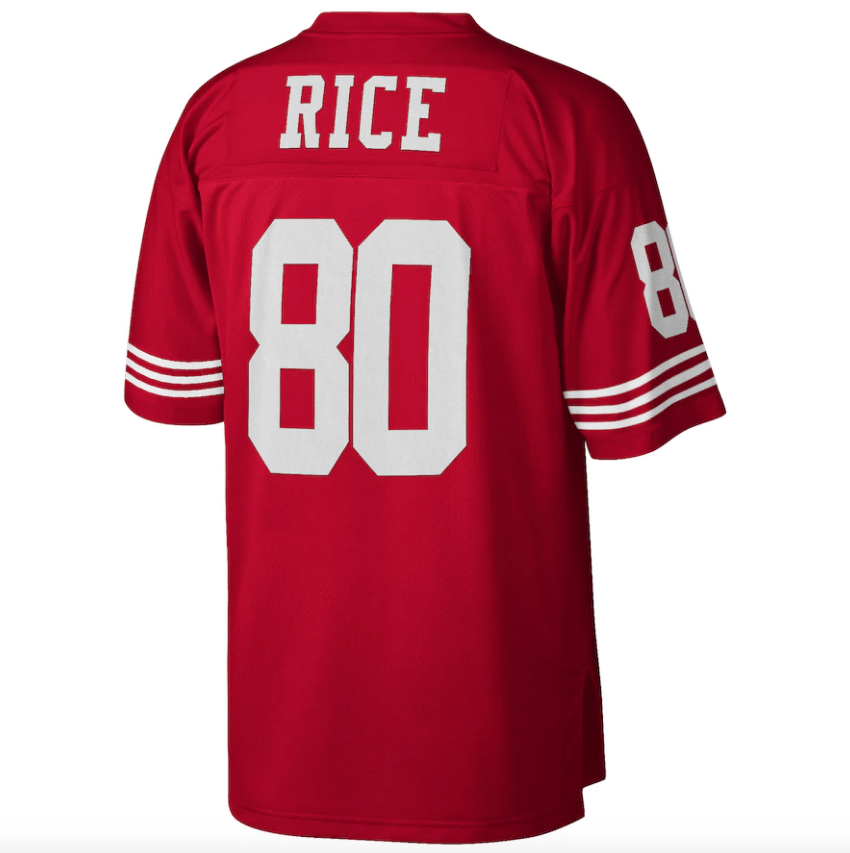 Men's Mitchell & Ness Jerry Rice Scarlet San Francisco 49ers Retired Player Legacy Replica Jersey