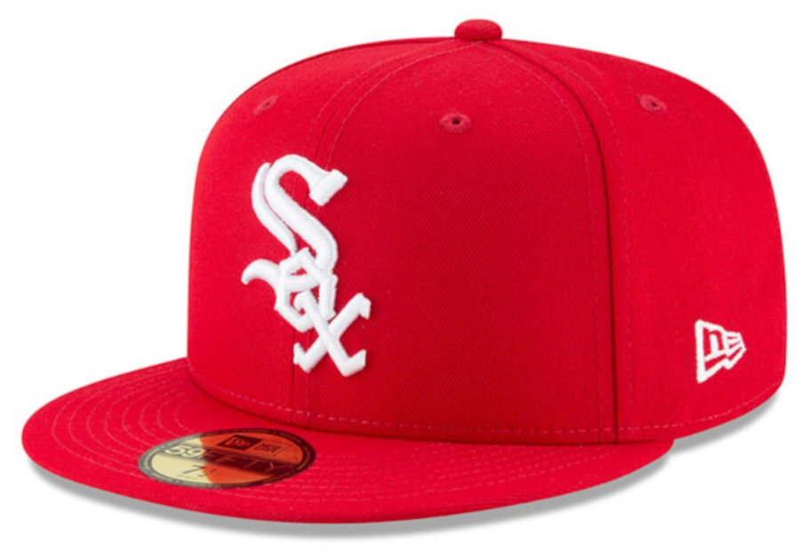 Men s Chicago White Sox New Era MLB Basic Scarlet 59FIFTY Fitted Hat Official Team Hat Sports Fan Cap Official NFL Team Hat Football Fan Cap