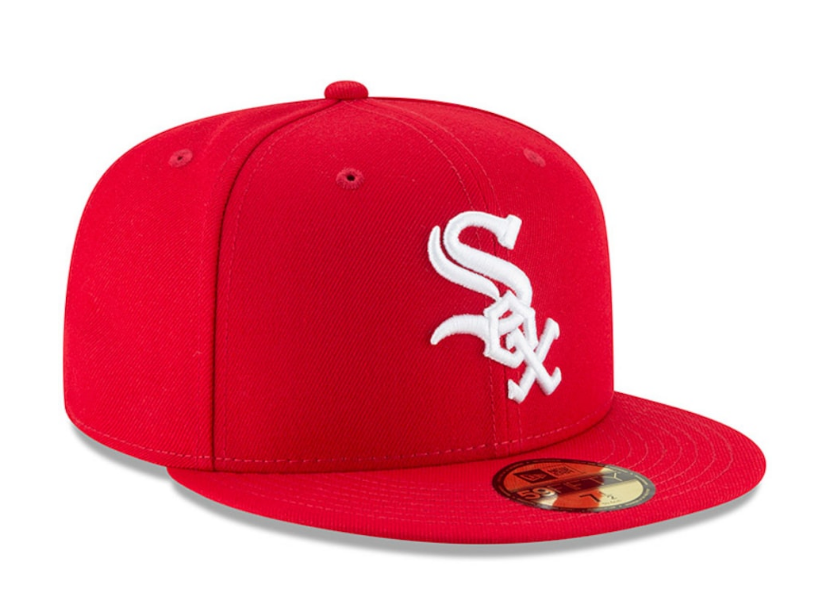 Men s Chicago White Sox New Era MLB Basic Scarlet 59FIFTY Fitted Hat Official Team Hat Sports Fan Cap Official NFL Team Hat Football Fan Cap