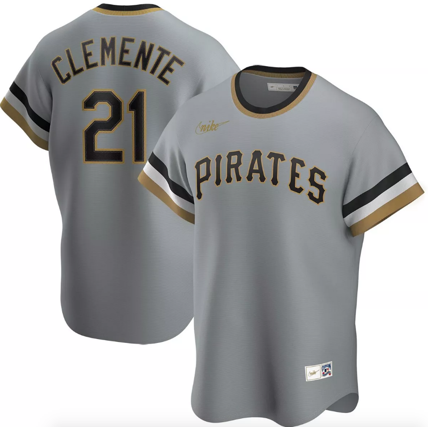 Men s Pittsburgh Pirates Roberto Clemente Nike Road Gray Replica Jersey Official Team Jersey Sports Fan Apparel Official NFL Team Jersey Football Fan