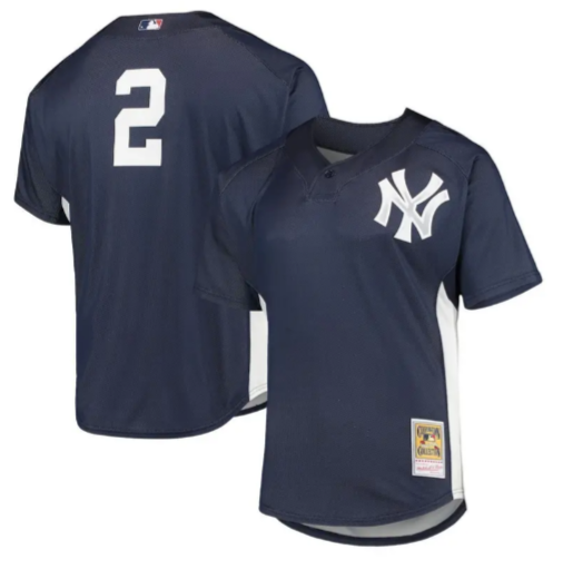 Men s Derek Jeter New York Yankees Mitchell And Ness Navy 2009 Authentic Batting Practice Jersey Official Team Jersey Sports Fan Apparel Official NFL