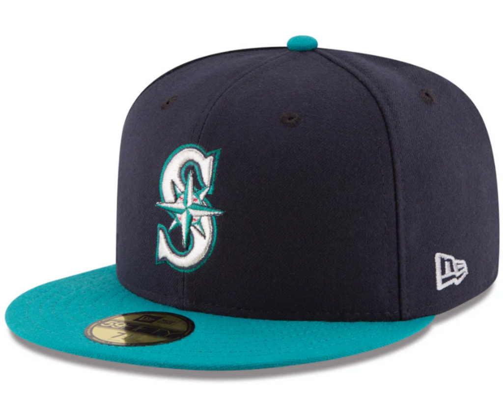 Men s Seattle Mariners New Era Navy Aqua Alternate Authentic Collection On Field 59FIFTY Fitted Hat Official Team Hat Sports Fan Cap Official NFL