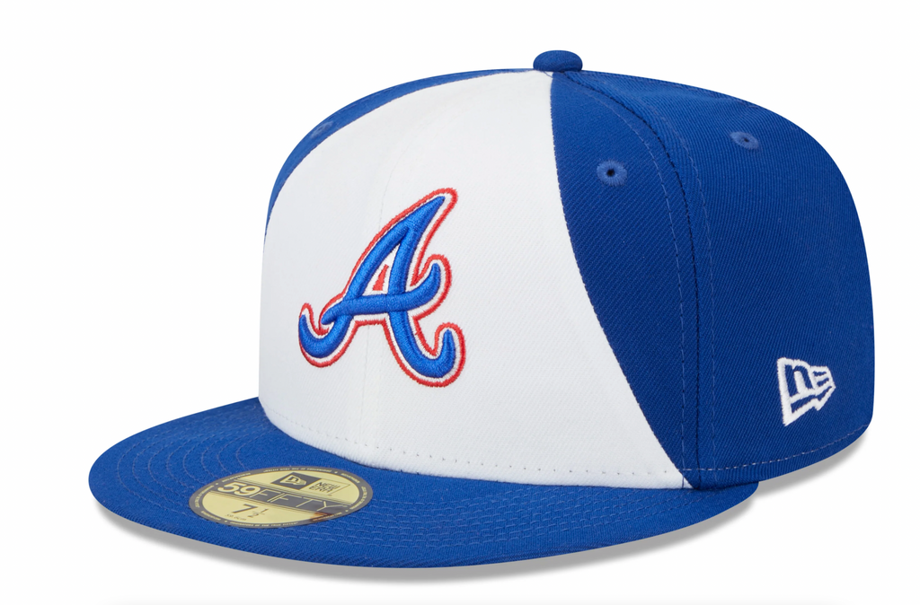 Atlanta Braves City Connect Royal White New Era 59FIFTY Fitted Hat Official Team Hat Sports Fan Cap Official NFL Team Hat Football Fan Cap