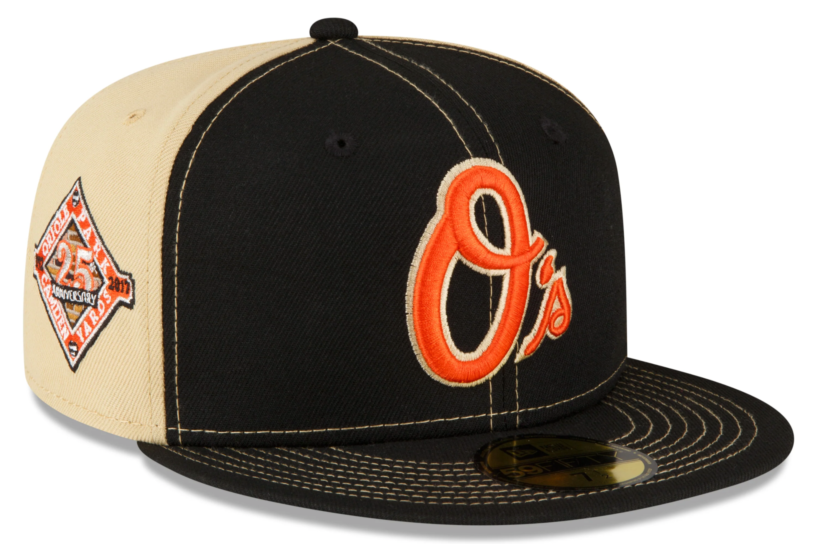 Men s Baltimore Orioles New Era Black Vegas Gold 59FIFTY Fitted Hat Official Team Hat Sports Fan Cap Official NFL Team Hat Football Fan Cap