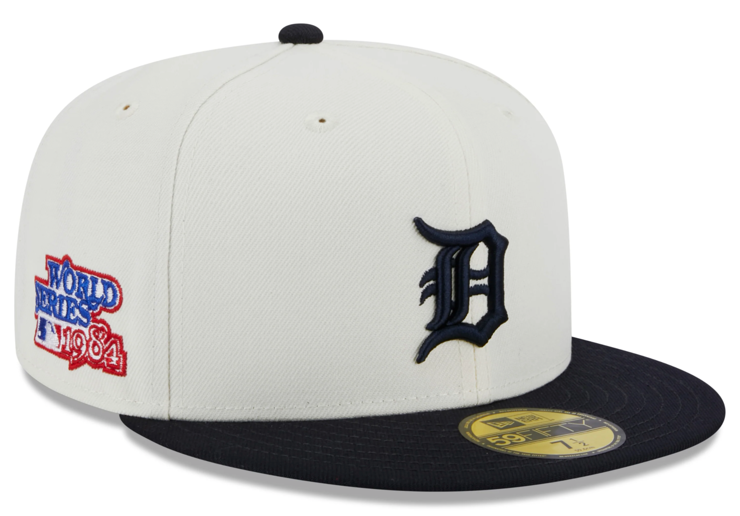 Detroit Tigers 1984 World Series Cream Navy New Era Retro 59FIFTY Fitted Hat Official Team Hat Sports Fan Cap Official NFL Team Hat Football Fan Cap