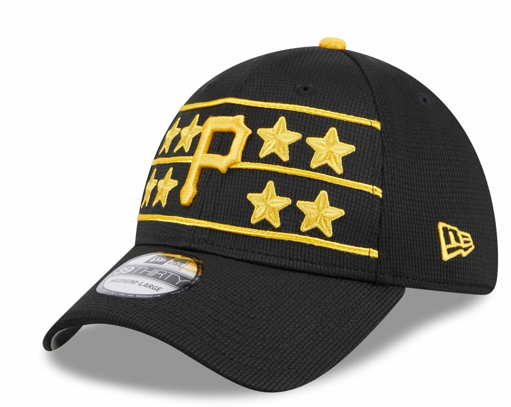 Men s Pittsburgh Pirates New Era 2024 Batting Practice Black 39THIRTY Flex-Fit Hat Official Team Hat Sports Fan Cap Official NFL Team Hat Football