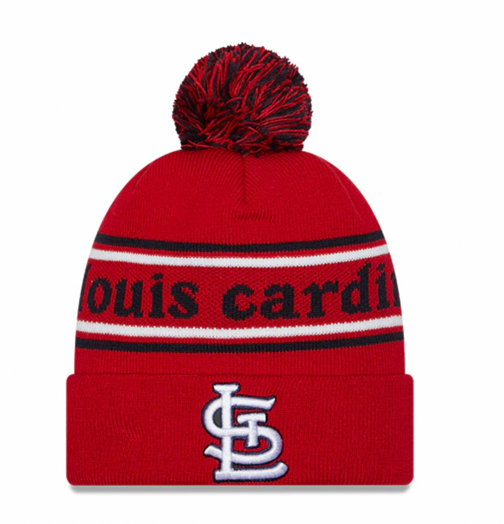 St Louis Cardinals New Era Marquee Cuffed Knit Hat with Pom Official Team Hat Sports Fan Cap Official NFL Team Hat Football Fan Cap