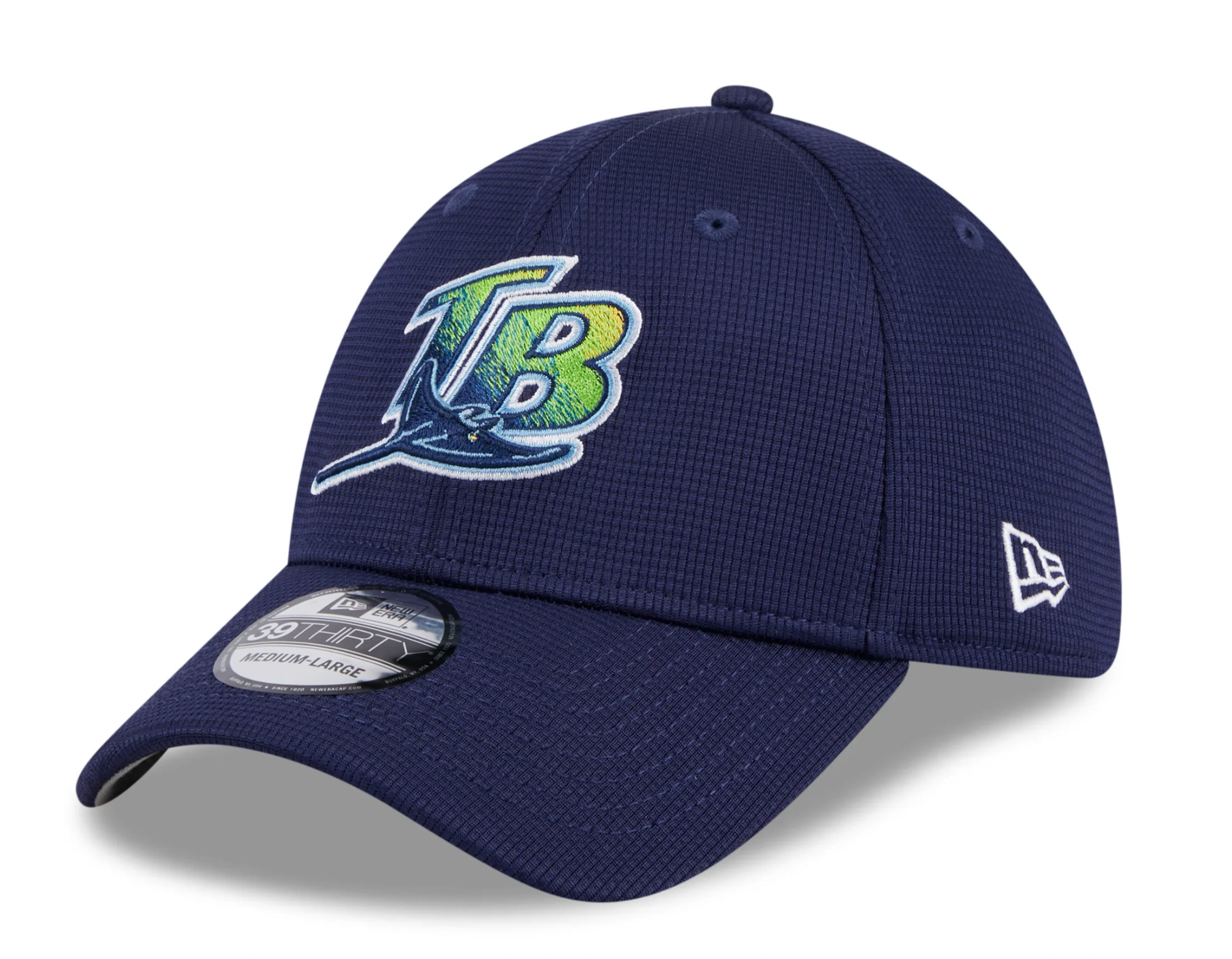 Men s Tampa Bay Rays New Era 2024 Batting Practice Navy 39THIRTY Flex-Fit Hat Official Team Hat Sports Fan Cap Official NFL Team Hat Football Fan Cap