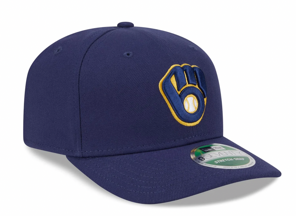 Milwaukee Brewers Navy New Era Player Replica 9SEVENTY Stretch Snap Adjustable Hat Official Team Hat Sports Fan Cap Official NFL Team Hat Football