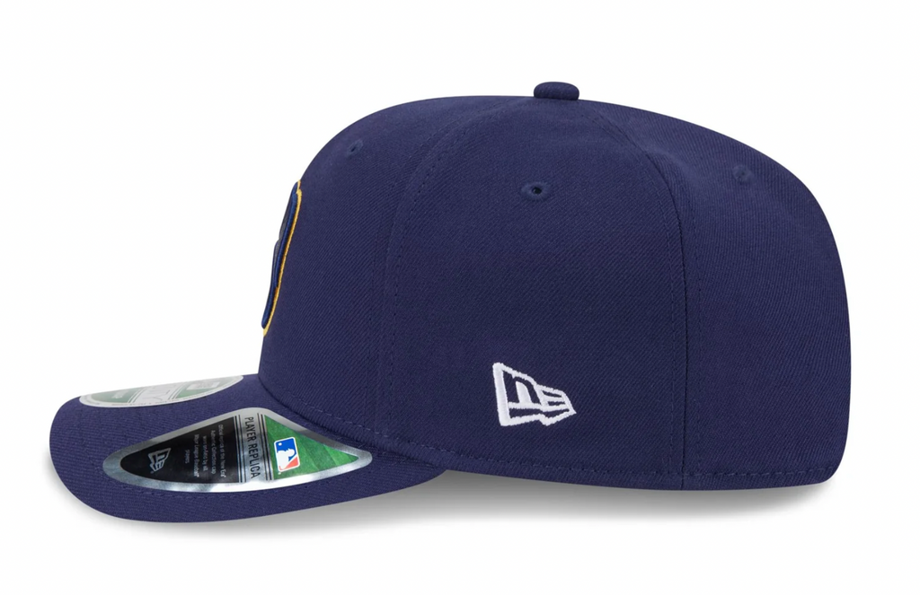 Milwaukee Brewers Navy New Era Player Replica 9SEVENTY Stretch Snap Adjustable Hat Official Team Hat Sports Fan Cap Official NFL Team Hat Football