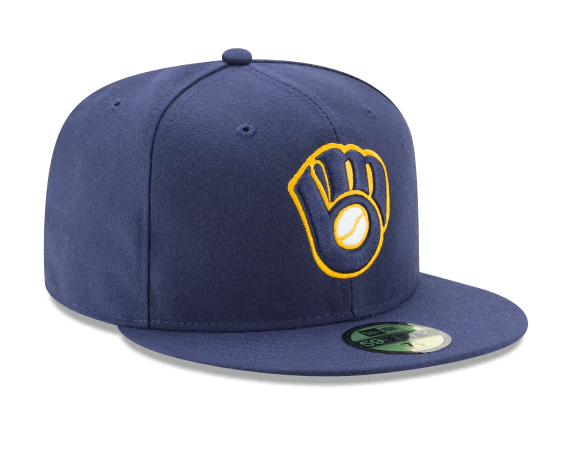 Milwaukee Brewers Authentic Collection 59Fifty Fitted Alt 2 Hat Official Team Hat Sports Fan Cap Official NFL Team Hat Football Fan Cap