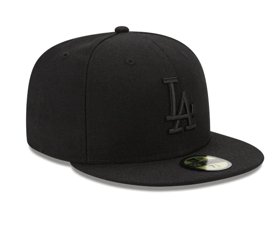 Los Angeles Dodgers Tonal Black On Black 59Fifty Fitted Hat Official Team Hat Sports Fan Cap Official NFL Team Hat Football Fan Cap