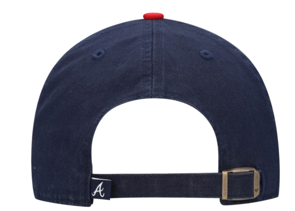 Men s Atlanta Braves Navy Red Clean Up Adjustable Hat By 47 Brand Official Team Hat Sports Fan Cap Official NFL Team Hat Football Fan Cap